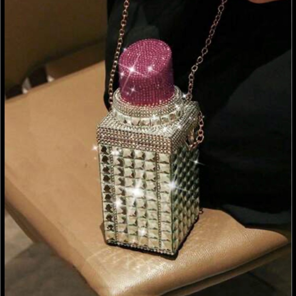 Silver and Pink Rhinestone Handbag